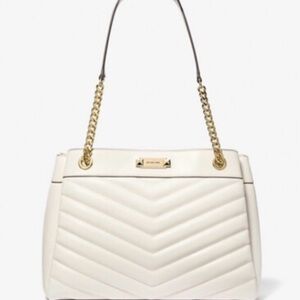 Elegant White Quilted Shoulder Bag